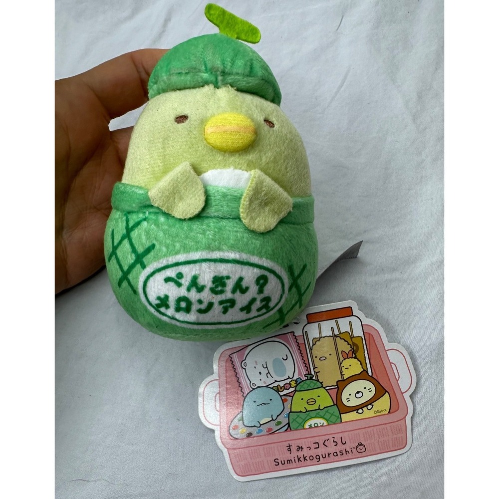 NewSan X Sumikko Gurashi Plush Melon Ice cream Green Penguin Mini Tags